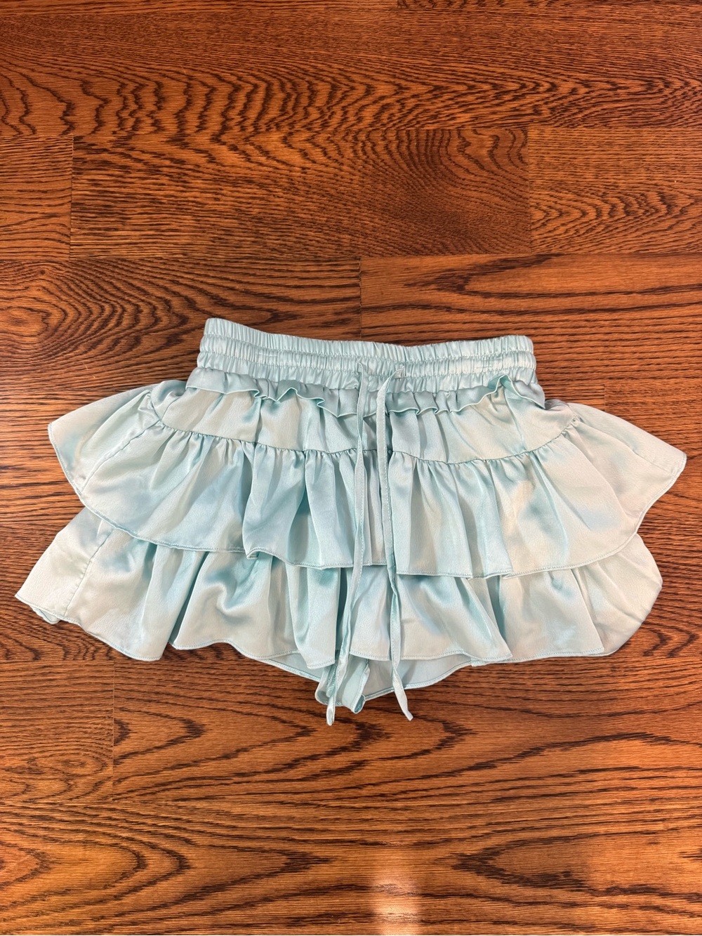 Day + Moon Light Blue Ruffle Mini Skirt